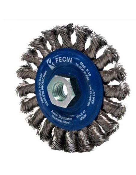 FECIN CEPILLO CIRCULAR TRENZADO F-18 115/M14/0,50 INOX (24 MECHONES / 12)