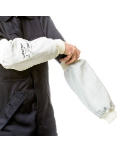 MANGUITOS AL CODO CUERO GRIS 42 CM CALIDAD ESTANDAR 