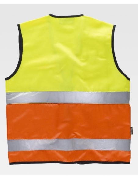 CHALECO CIERRE CREMALLERA BANDAS A.V. AMARILLO NARANJA TALLA L C4046 