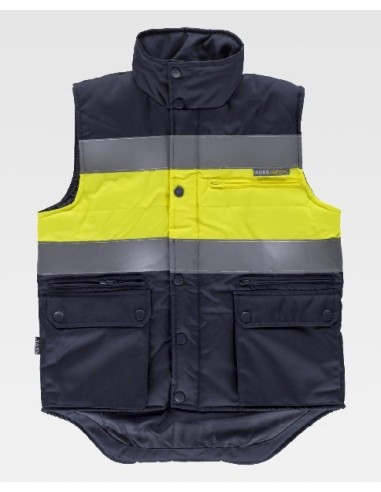 CHALECO ACOLCHADO CON BANDAS A.V. AMARILLO MARINO TALLA L S4032