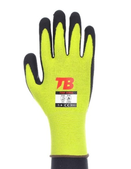 GUANTE MECANICO Y TERMICO CALOR ALGODON RECUBIERTO NITRILO 700F ZEBRA TALLA 9