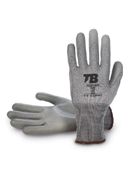 GUANTE ANTICORTE SOPORTE HPPE GRIS Y FIBRA DE VIDRIO 401G2 DYN TALLA 10