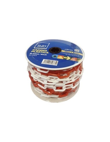 CADENA PLASTICO ROJA BLANCA 6MM 25 MTS.