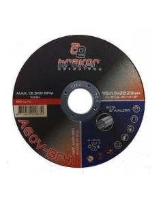DISCO DE CORTE BRAKER 115X1,0X22 A60V T41 ACERO/INOX