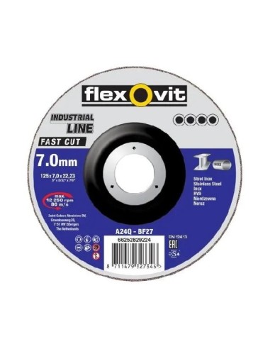 DISCO DE ESMERILAR FLEXOVIT 180X7,0X22 A24Q T27 ACERO