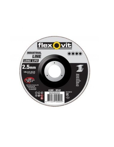 DISCO DE CORTE FLEXOVIT A30V 180X2,5X22,23 BF42 ACERO 