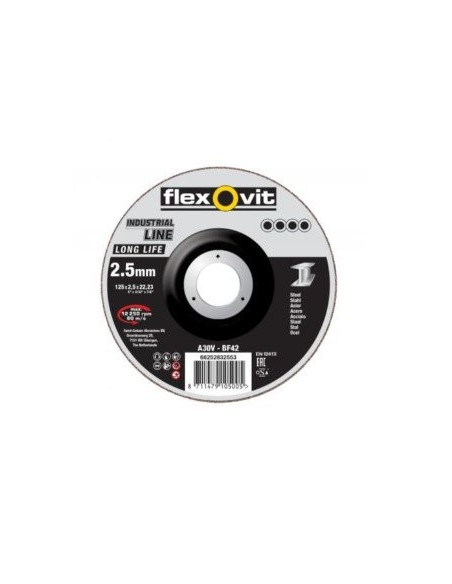 DISCO DE CORTE FLEXOVIT A30V 180X2,5X22,23 BF42 ACERO 